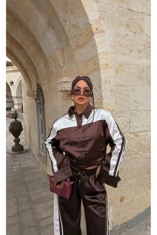 Saten Şerit Detaylı Ceket ve Pantolon Takım
