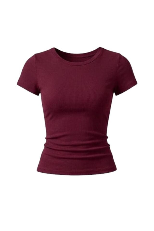 Bisiklet Yaka Bluz ve Bol Paça Pantolon Takım XS - Bordo